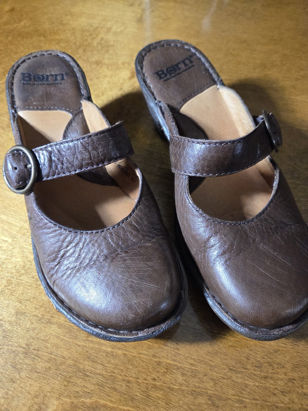 Born Womens Brown Leather Mary Jane Shoes
